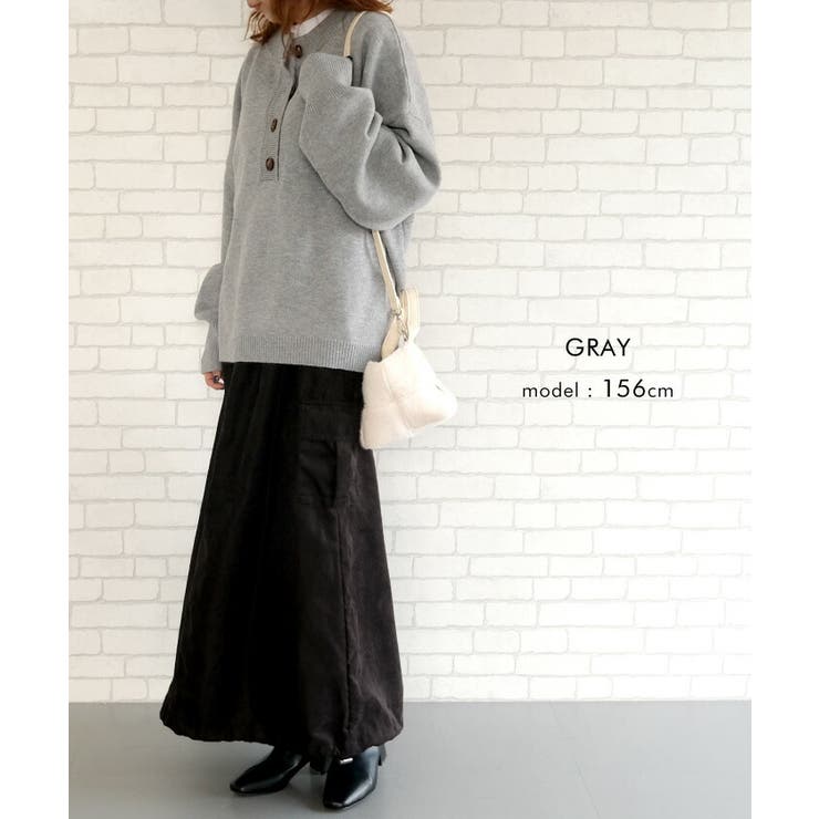 前後2wayで着られるヘンリーネックニットトップス | aquagarage | 詳細画像14 