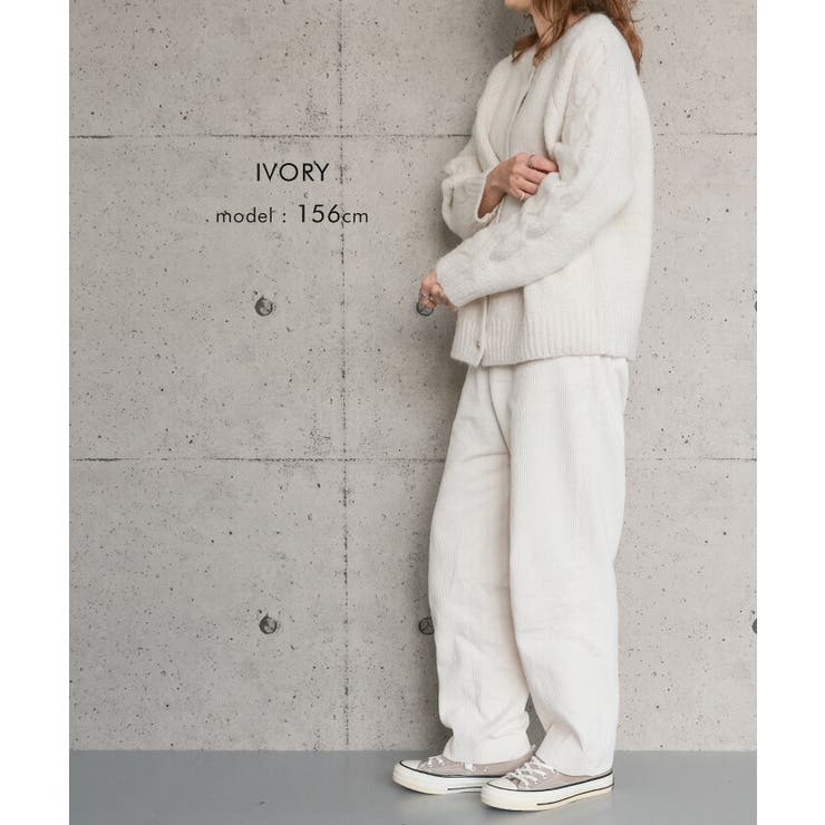 ゴールドボタンがポイントのケーブル編みニットカーディガン | aquagarage | 詳細画像12 