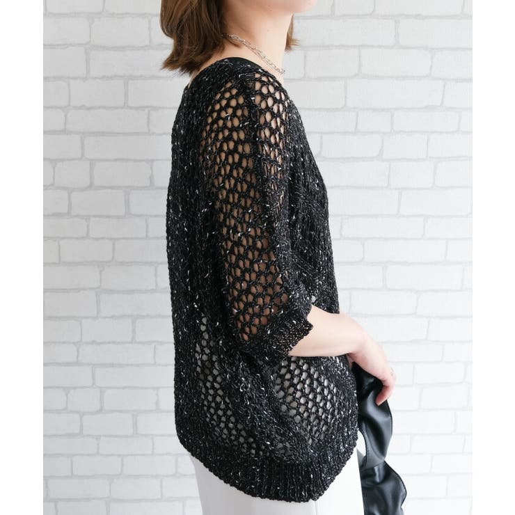 風通る涼しい肌隠し！透かし編みドルマンニットトップス | aquagarage | 詳細画像11 