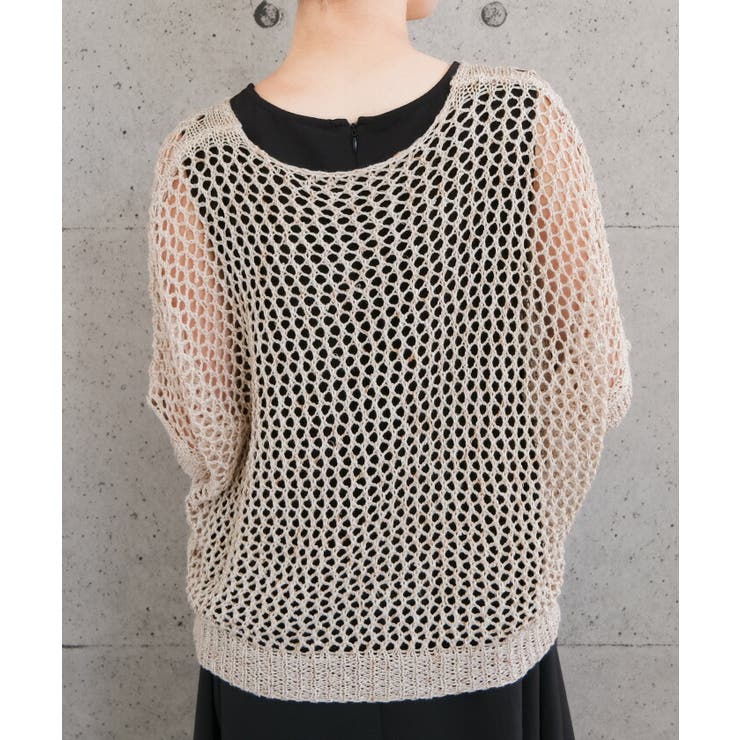 風通る涼しい肌隠し！透かし編みドルマンニットトップス | aquagarage | 詳細画像8 