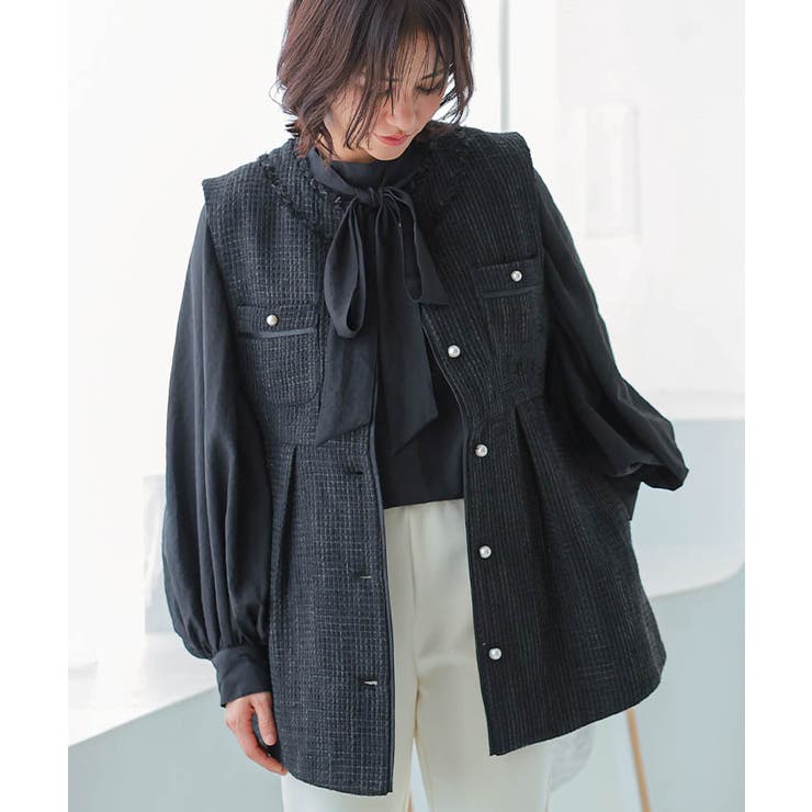 ツイードジレ レディース ミックスツイード レイヤード 体型カバー | aquagarage | 詳細画像4 