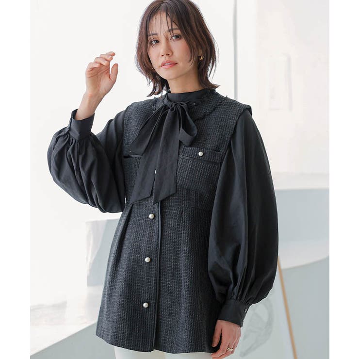 ツイードジレ レディース ミックスツイード レイヤード 体型カバー | aquagarage | 詳細画像6 