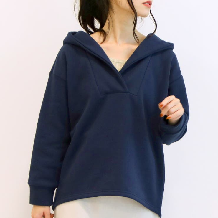 着るだけで抜け感がでる！きれいめコーデに合う深Vネック裏起毛パーカー | aquagarage | 詳細画像2 