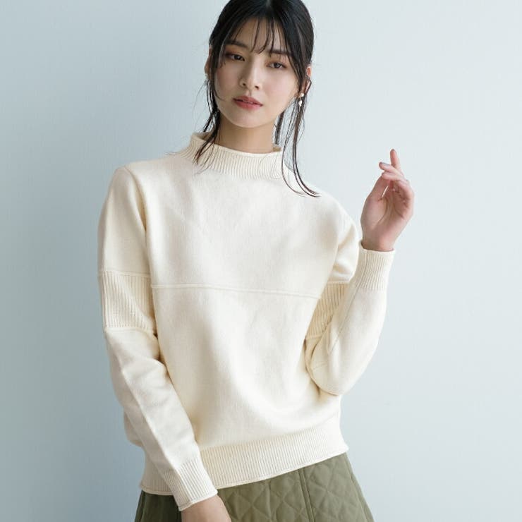 表情豊かな切り替えデザイン♪ハイネック切り替えニット | aquagarage | 詳細画像2 