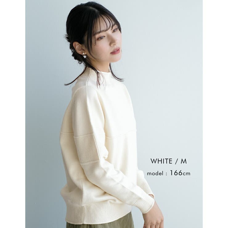 表情豊かな切り替えデザイン♪ハイネック切り替えニット | aquagarage | 詳細画像17 