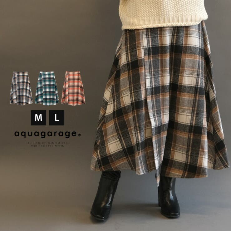 きちんとした上品さと可愛さを兼ね備えた優秀シルエット♪アシンメトリーチェックスカ… | aquagarage | 詳細画像1 
