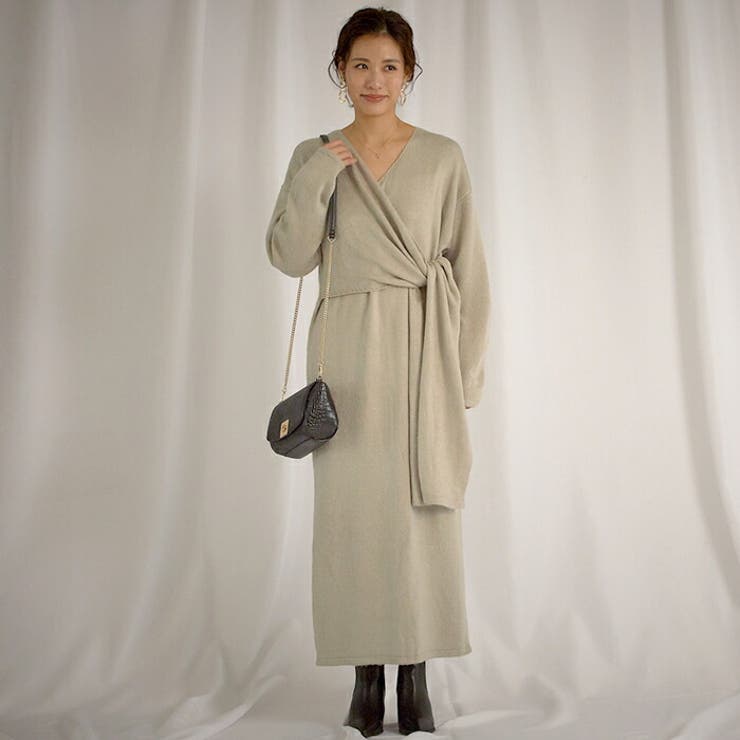 PARTY⭐︎カシュクールニットオールインワン⭐︎美品 スタイリッシュな1枚。カシュクールオールインワン