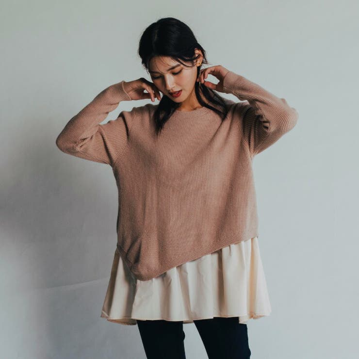 1枚でレイヤードが決まる！レイヤードヘムニットトップス | aquagarage | 詳細画像2 