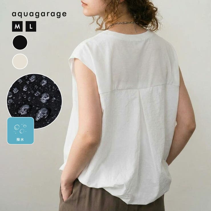 異素材フレンチスリーブトップス Tシャツ レディース | aquagarage | 詳細画像1 