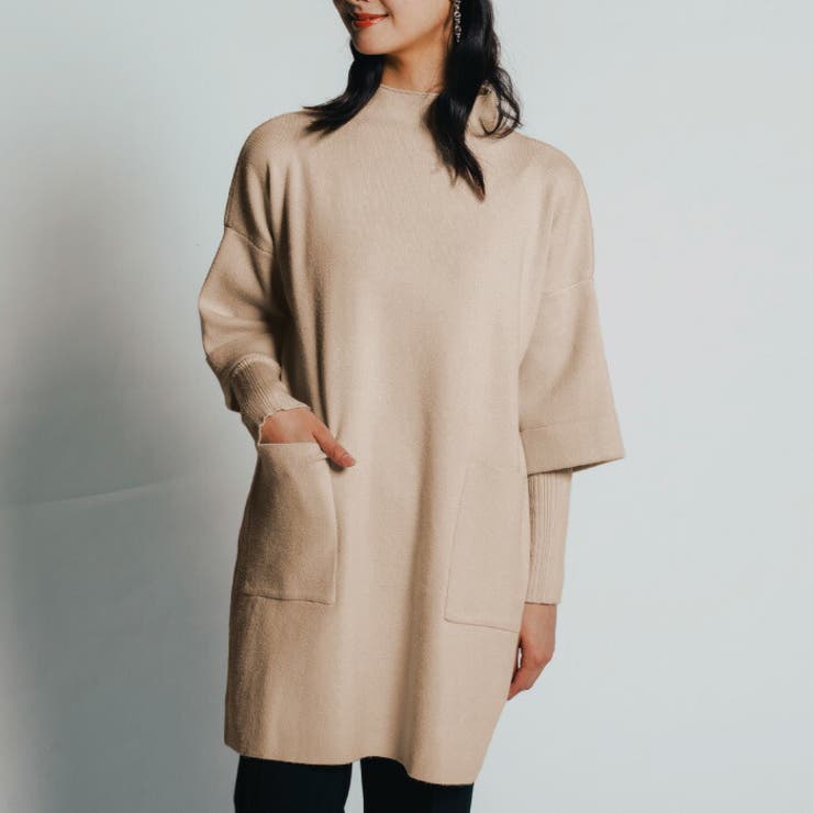 美シルエットで体型カバー！レイヤード風ニットチュニック | aquagarage | 詳細画像2 