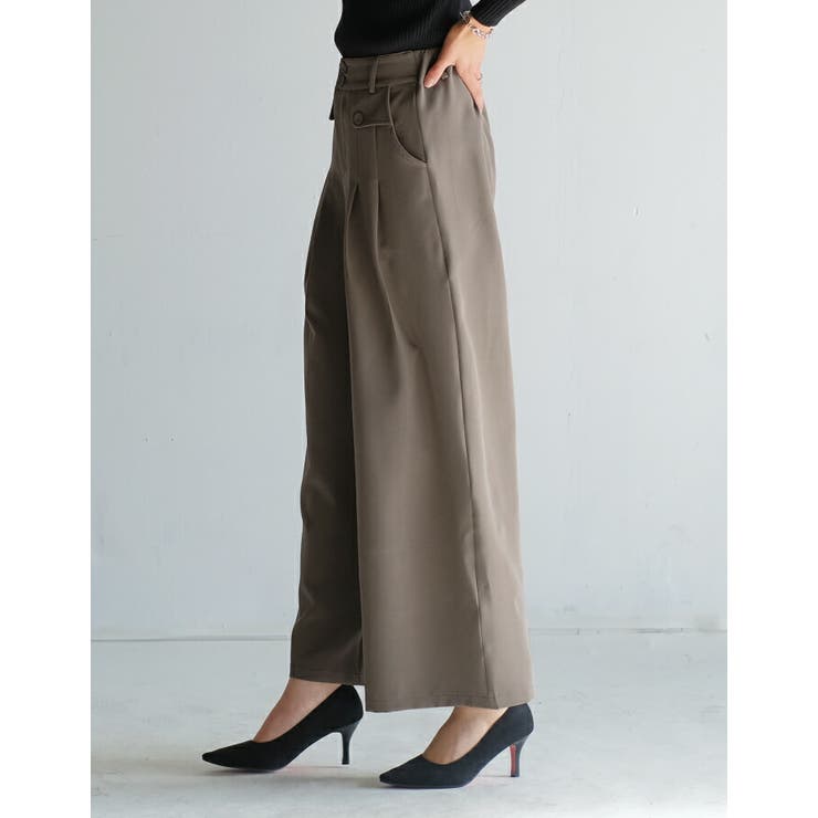 楽ちんなのにしっかりきちんと感。フロントタック入りワイドパンツ | aquagarage | 詳細画像15 