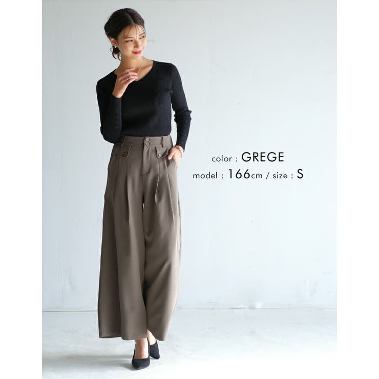 楽ちんなのにしっかりきちんと感。フロントタック入りワイドパンツ | aquagarage | 詳細画像17 