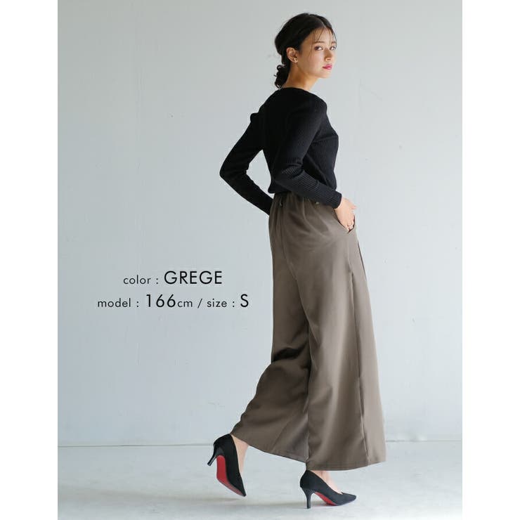 楽ちんなのにしっかりきちんと感。フロントタック入りワイドパンツ | aquagarage | 詳細画像19 