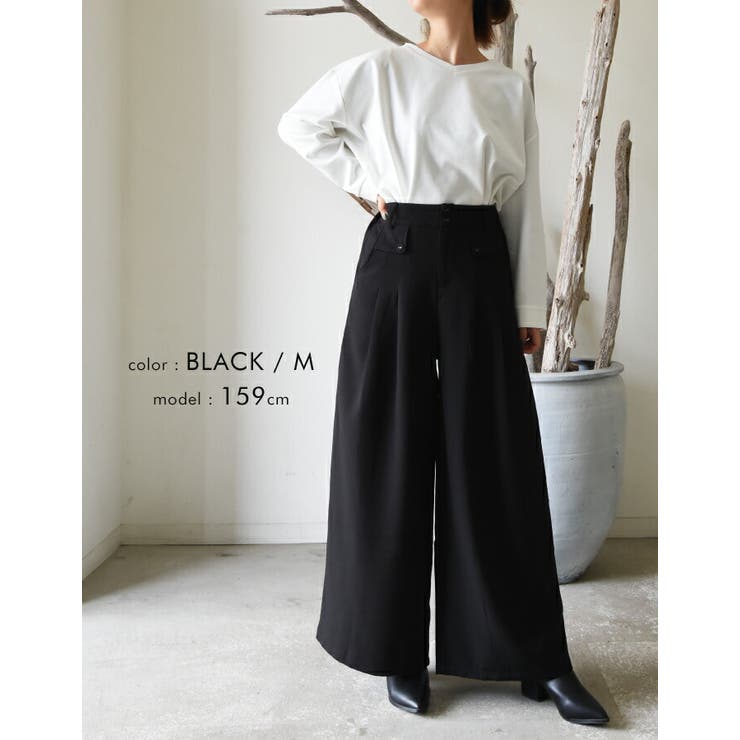 楽ちんなのにしっかりきちんと感。フロントタック入りワイドパンツ | aquagarage | 詳細画像20 