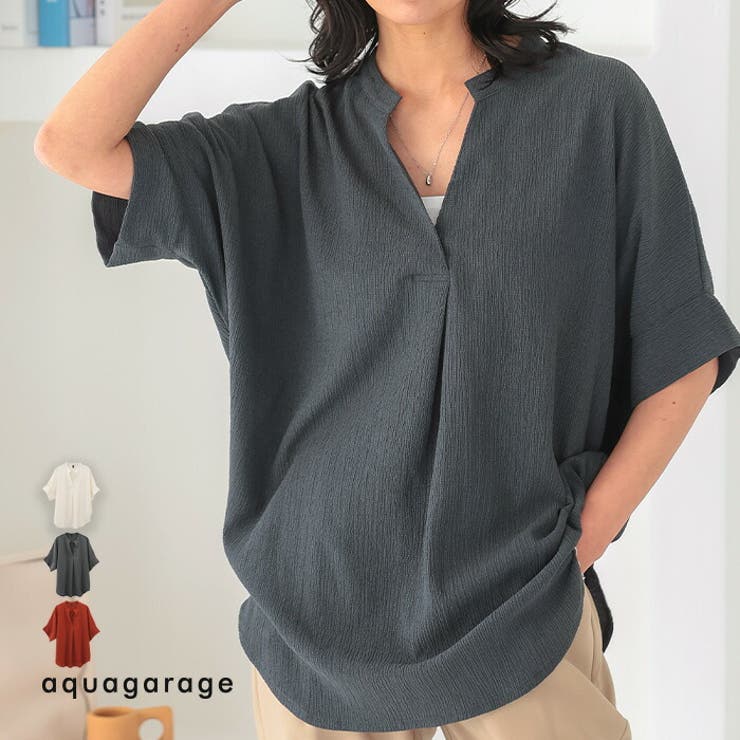 楊柳キーネックドルマンブラウス 春 秋 冬 M L レディース | aquagarage | 詳細画像1 