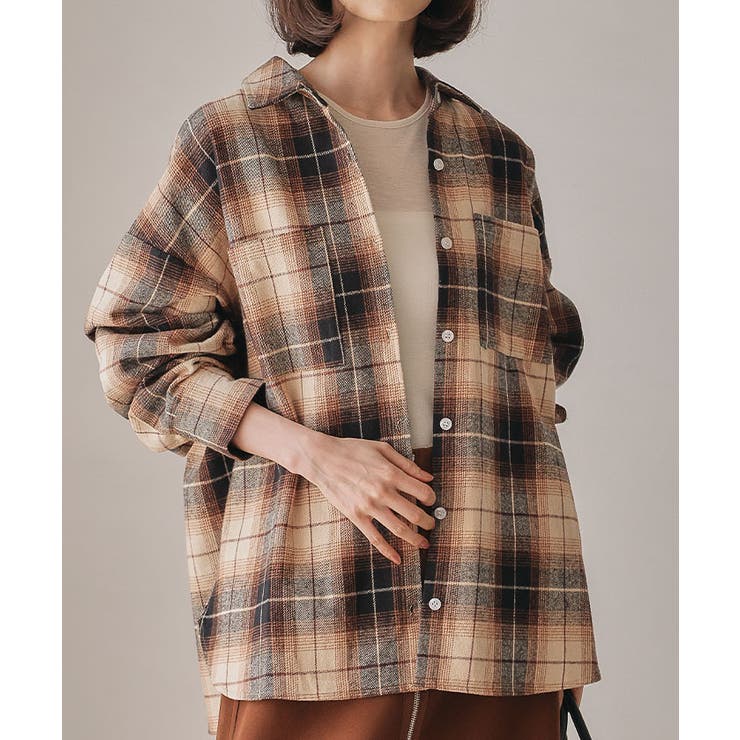 チェックロングシャツ 秋 冬 レディース チェック ロング シャツメール | aquagarage | 詳細画像3 