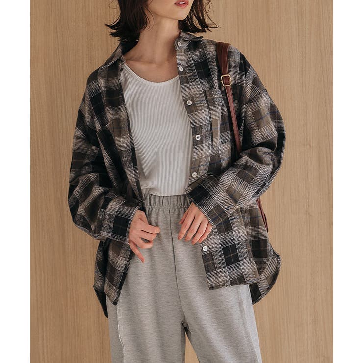 チェックロングシャツ 秋 冬 レディース チェック ロング シャツメール | aquagarage | 詳細画像10 