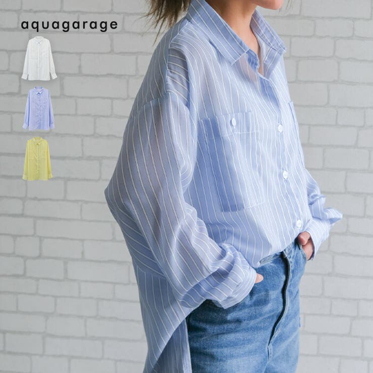 ダブルポケットストライプシアーシャツ 春  夏 秋 | aquagarage | 詳細画像1 