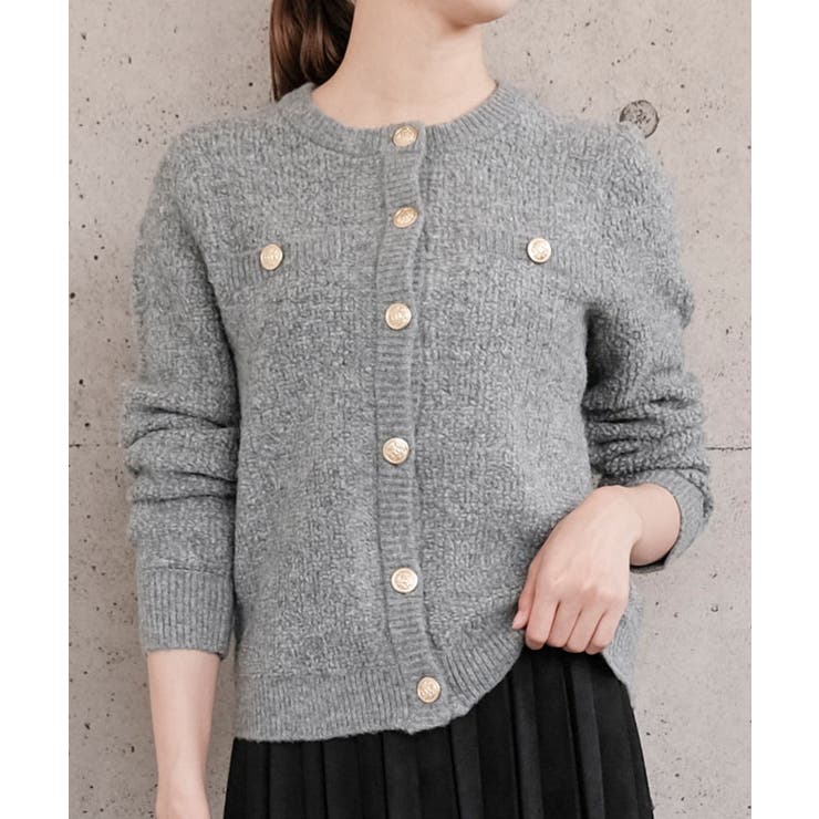 ループ編み金ボタンニットジャケット 秋 冬 M  レディース | aquagarage | 詳細画像8 