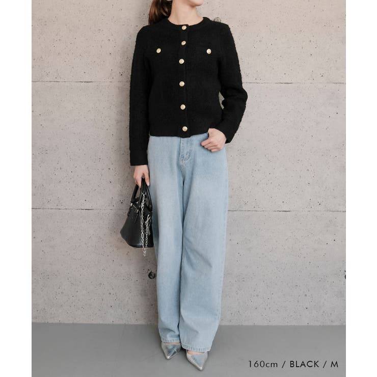 ループ編み金ボタンニットジャケット 秋 冬 M  レディース | aquagarage | 詳細画像13 