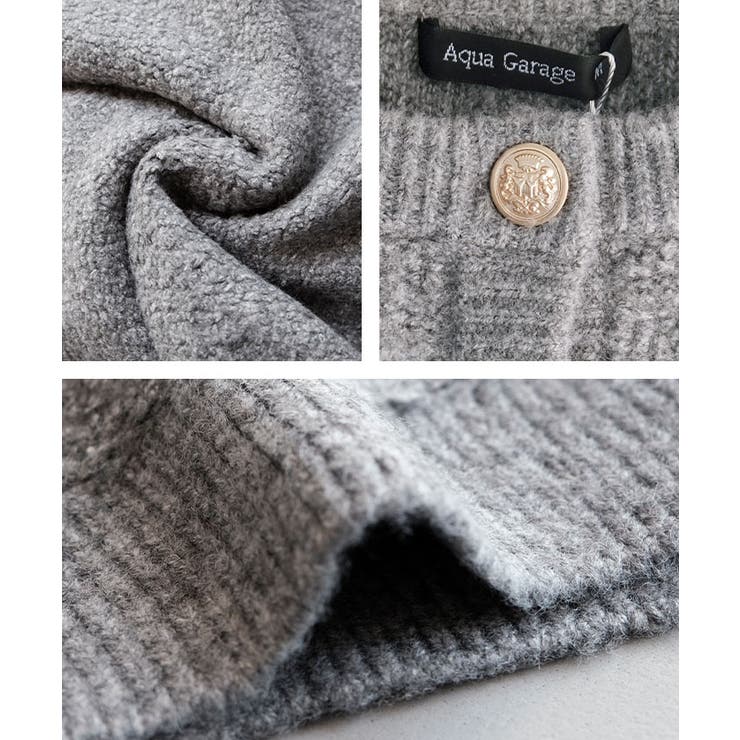 ループ編み金ボタンニットジャケット 秋 冬 M  レディース | aquagarage | 詳細画像16 