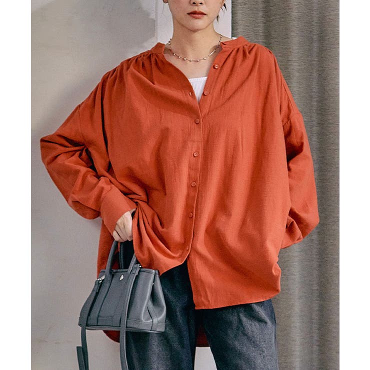 バンドカラーフランネルブラウス  春 秋 冬 | aquagarage | 詳細画像3 