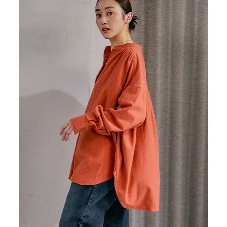 バンドカラーフランネルブラウス  春 秋 冬 | aquagarage | 詳細画像4 