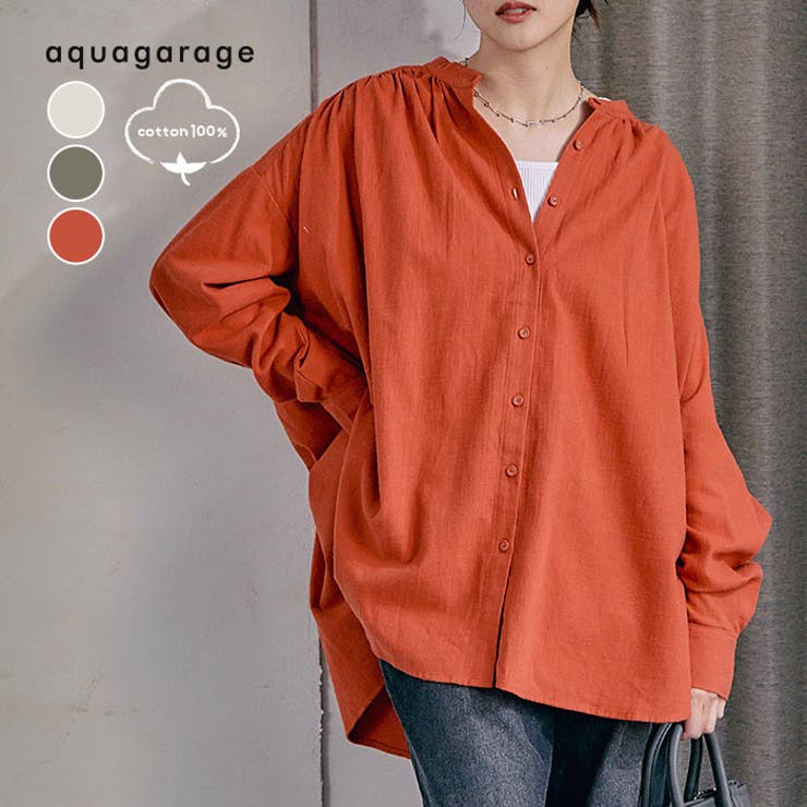 バンドカラーフランネルブラウス  春 秋 冬 | aquagarage | 詳細画像1 