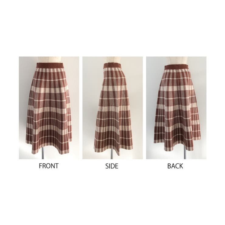 チェック柄がシーズンムードを高める♪フレアニットスカート | aquagarage | 詳細画像9 