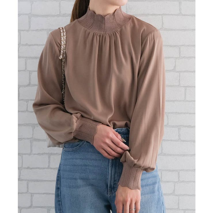 異素材スカラップブラウス 春 秋 M L | aquagarage | 詳細画像14 