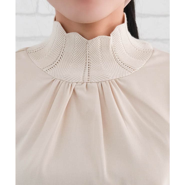 異素材スカラップブラウス 春 秋 M L | aquagarage | 詳細画像6 