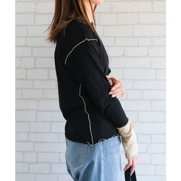 配色シアーカットソー 春 秋 M レディース | aquagarage | 詳細画像14 