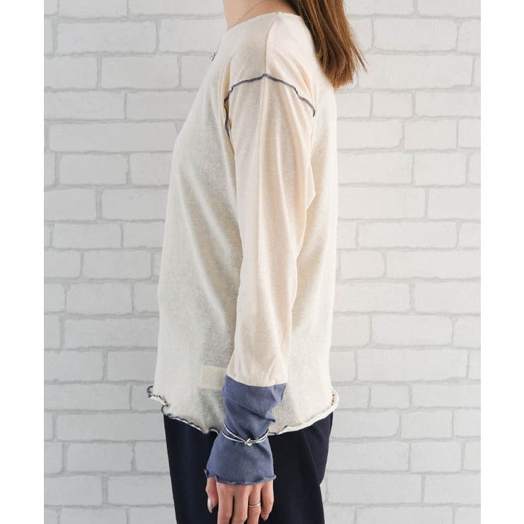 配色シアーカットソー 春 秋 M レディース | aquagarage | 詳細画像4 