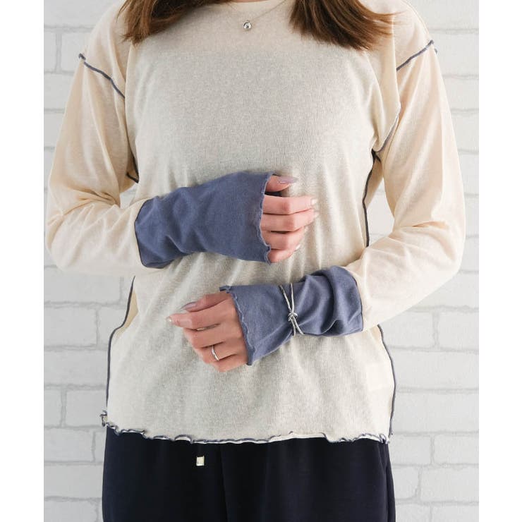 配色シアーカットソー 春 秋 M レディース | aquagarage | 詳細画像6 