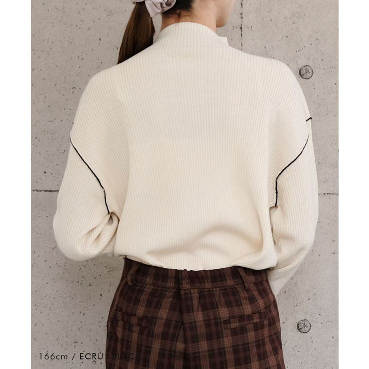 ボトルネック配色リブニットトップス  春 秋  冬 M レディース | aquagarage | 詳細画像9 