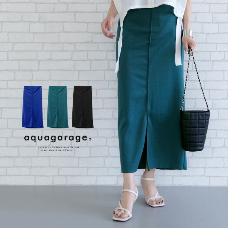 前スリットで足さばきも◎スタイルアップ効果抜群の前スリットタイトスカート | aquagarage | 詳細画像1 