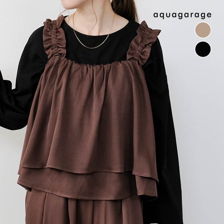 フリルギャザーデザイントップス レディース 春 夏 秋 M | aquagarage | 詳細画像1 