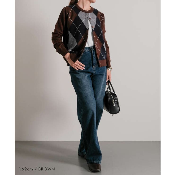 アーガイル柄カーディガン 春  秋 冬 M レディース | aquagarage | 詳細画像5 