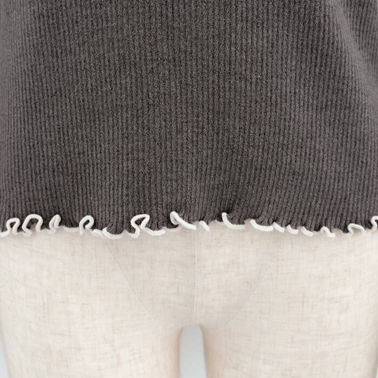 配色のフリルメローデザインが可愛い！ハイネックメローリブニット | aquagarage | 詳細画像8 