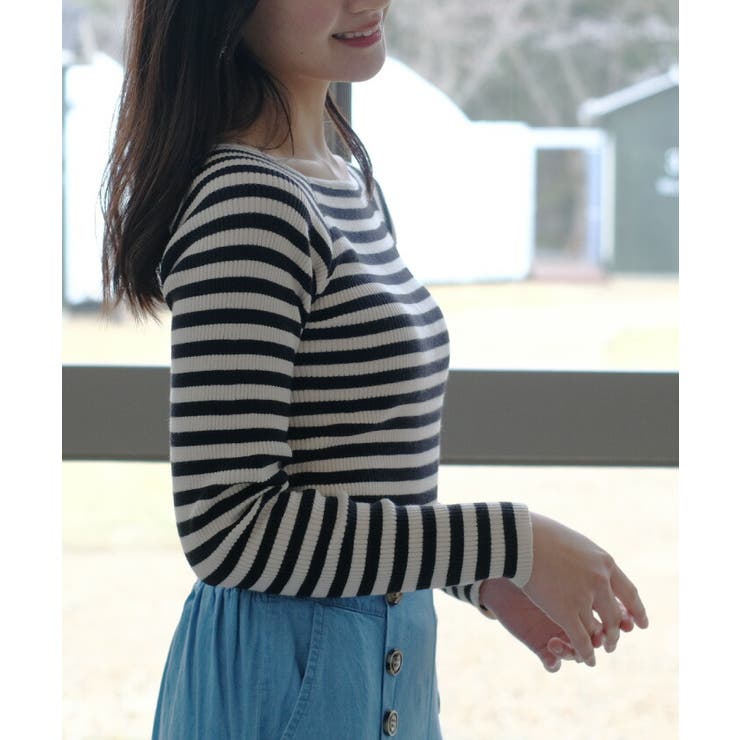 トレンドのスクエアネックが大人可愛い印象のスクエアネックリブニットトップス | aquagarage | 詳細画像11 