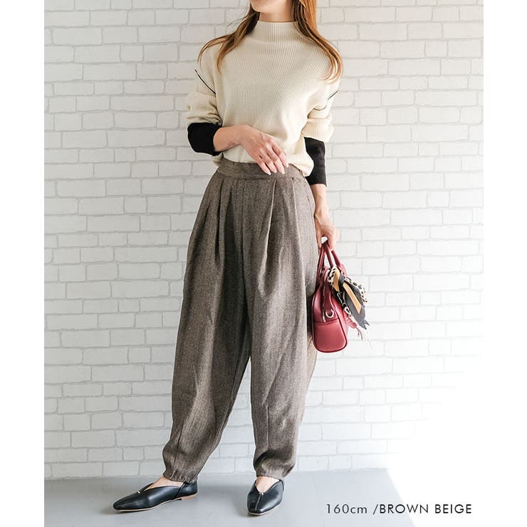 ヘリンボーンタックパンツ レディース 春 秋  冬 M | aquagarage | 詳細画像10 