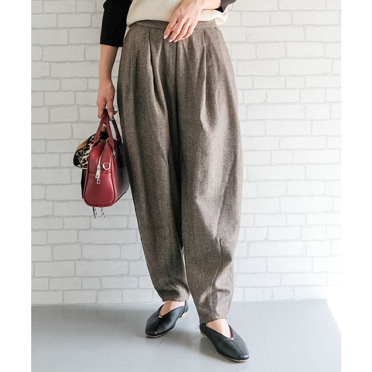 ヘリンボーンタックパンツ レディース 春 秋  冬 M | aquagarage | 詳細画像11 