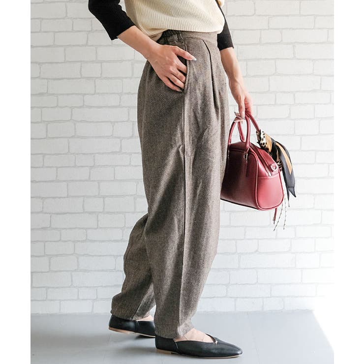 ヘリンボーンタックパンツ レディース 春 秋  冬 M | aquagarage | 詳細画像13 