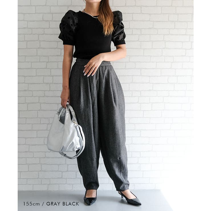 ヘリンボーンタックパンツ レディース 春 秋  冬 M | aquagarage | 詳細画像14 