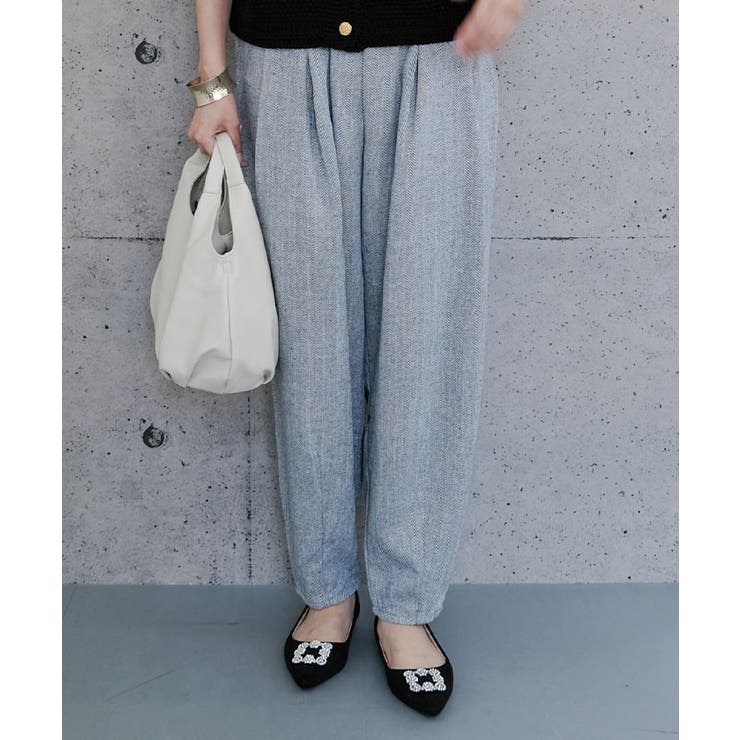 ヘリンボーンタックパンツ レディース 春 秋  冬 M | aquagarage | 詳細画像18 