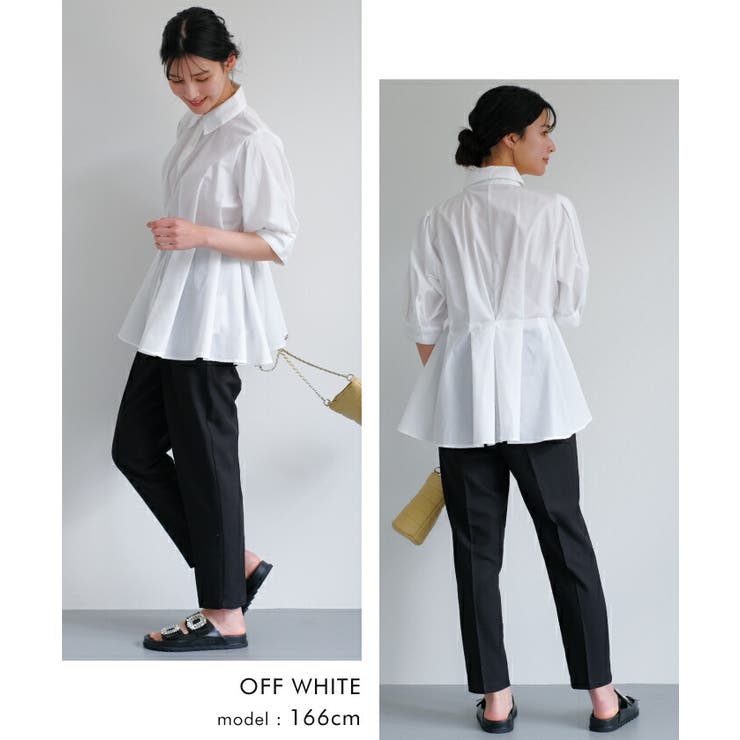 女性らしいシルエットを演出！ウエストタックシャツオフィスカジュアル | aquagarage | 詳細画像14 