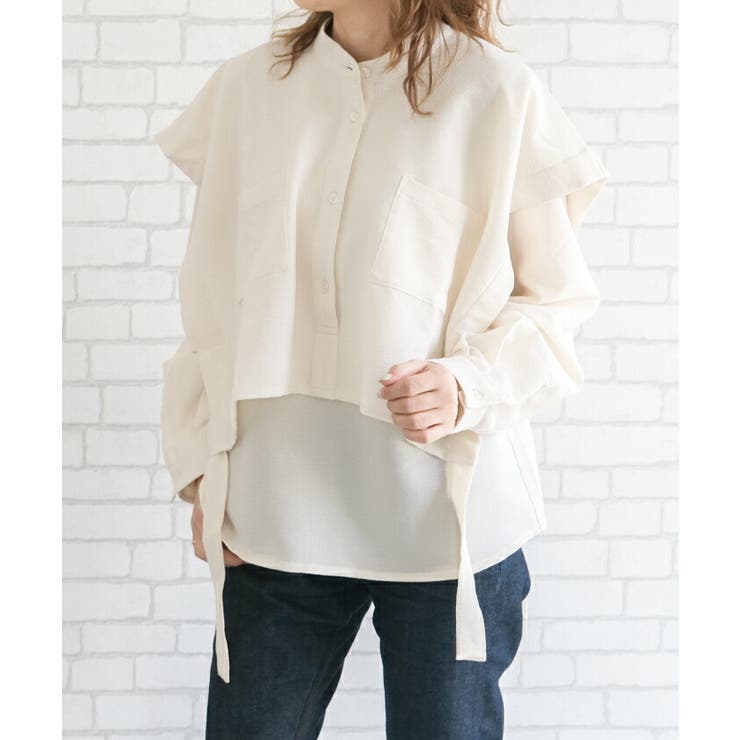 さらっとした肌触りの袖口リボンレイヤード長袖ブラウス | aquagarage | 詳細画像16 