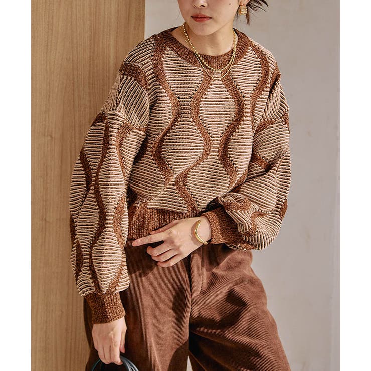 ジャガードショートニットトップス レディース | aquagarage | 詳細画像4 