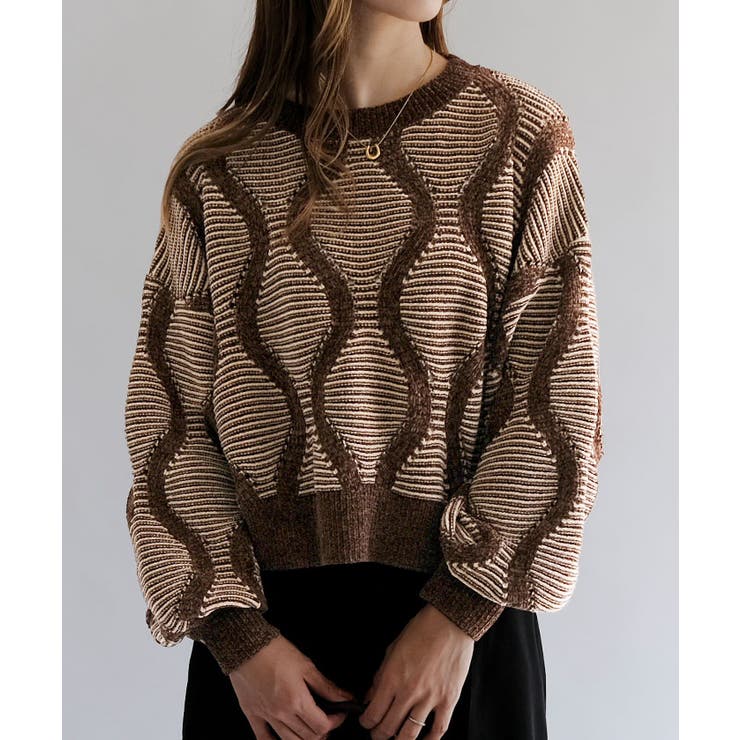 ジャガードショートニットトップス レディース | aquagarage | 詳細画像8 