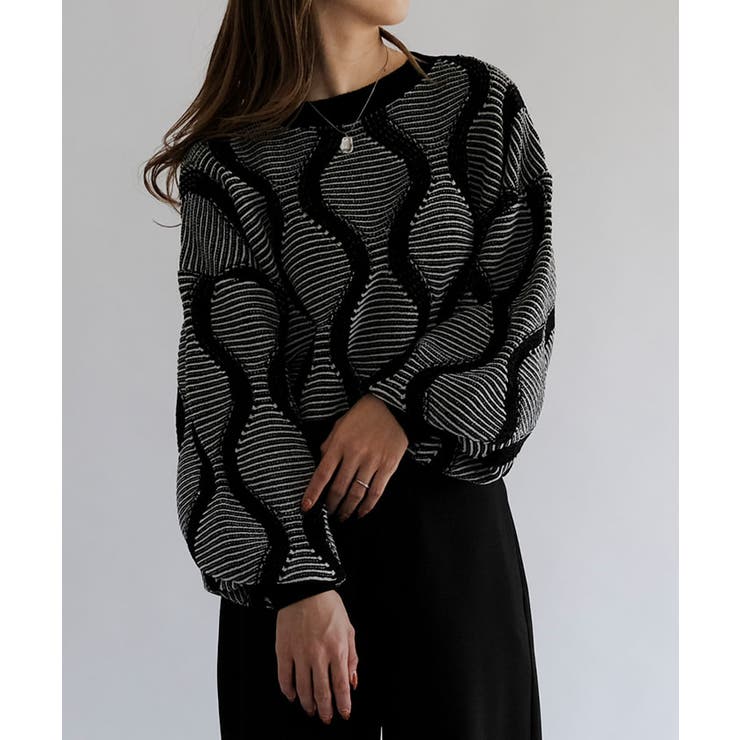 ジャガードショートニットトップス レディース | aquagarage | 詳細画像13 